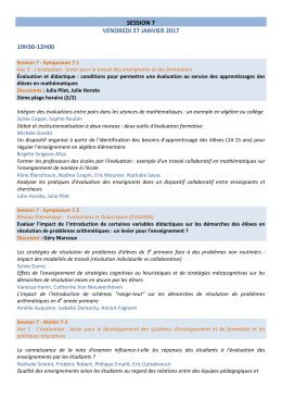 Ateliers de la session 7