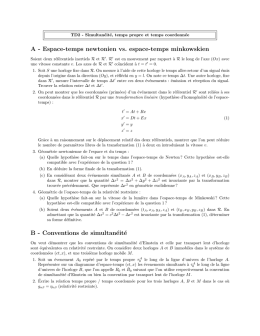 TD2: Simultan&eacute;it&eacute;, temps propre et temps coordonn&eacute;e