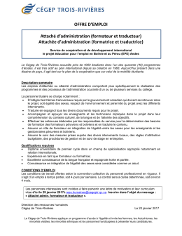 Attachée d`administration - Consulter les offres d`emploi