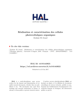 R&eacute;alisation et caract&eacute;risation des cellules photovolta&iuml;ques organiques