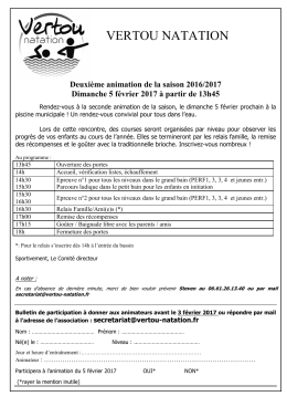 Animation du dimanche 5 février