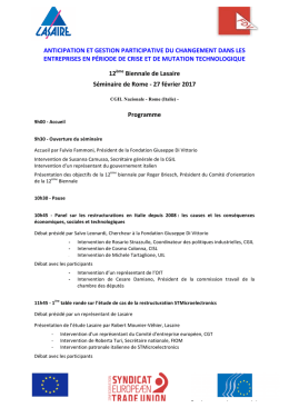 le programme du séminaire de Rome