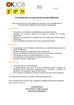 Annonce OKJOB - conseiller interne b&acirc;t Lausanne 23 01 17