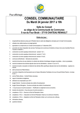 Consulter l`ordre du jour - Communauté de Communes du