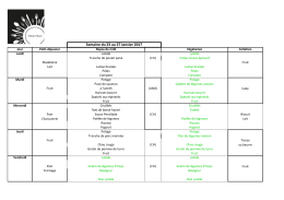 Semaine du 23 au 27 Janvier 2017