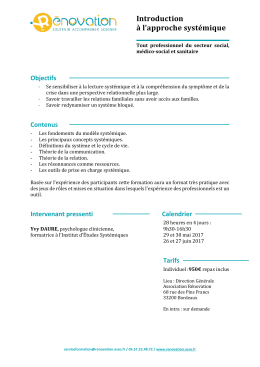 Introduction &agrave; l`approche syst&eacute;mique