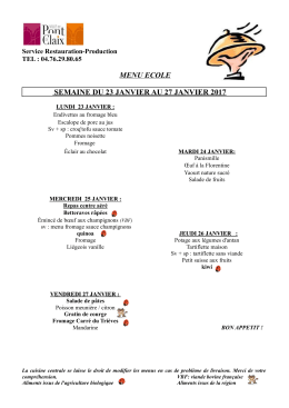 menus des écoles du 23 au 27 janvier