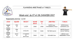 Week-end du 27 et 28 JANVIER 2017