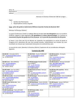 Lettre ARS gr&egrave;ve des gardes
