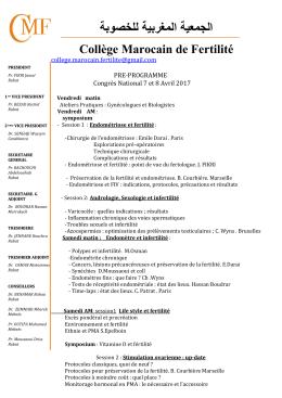 اﻟﻣﻐرﺑﯾﺔ ﻟﻟﺧﺻوﺑﺔ اﻟﺟﻣﻌﯾﺔ - Coll&egrave;ge Marocain de Fertilit&eacute;
