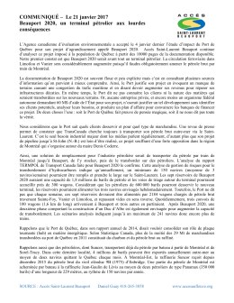 Beauport 2020 – Un terminal pétrolier aux lourdes conséquences