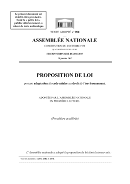 ASSEMBL&Eacute;E NATIONALE PROPOSITION DE LOI