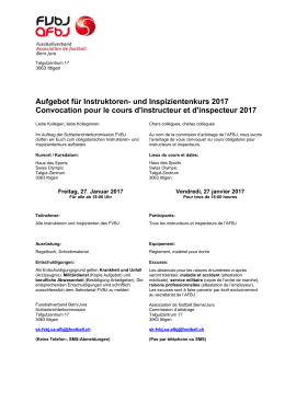 Aufgebot für Instruktoren- und Inspizientenkurs 2017 Convocation