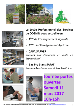 Plaquette 2017  - Lyc&eacute;e professionnel agricole Cognin