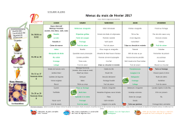 Menus du mois de F&eacute;vrier 2017