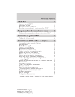 Table des matières