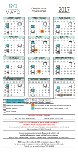 Calendrier 2017 - Accueil