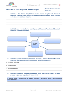 MISSION SCIENTIFIQUE EN ANTARCTIQUE