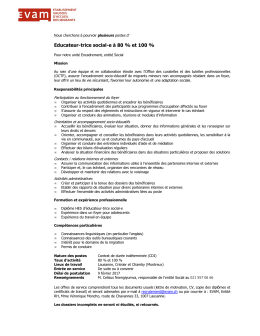 Educateur-trice social-e à 80 % et 100