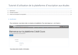 Tutoriel d`utilisation de la plateforme d`inscription aux études