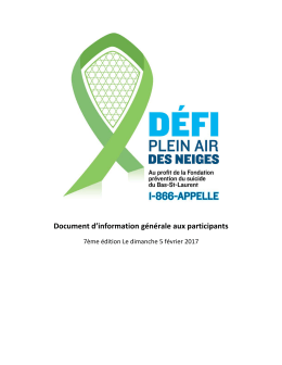 Document du participant - Défi Plein Air des Neiges