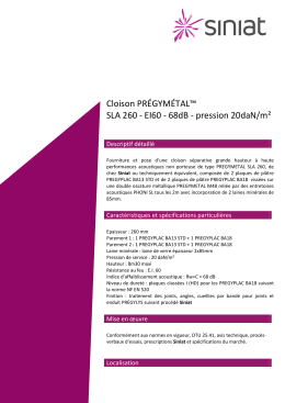 Cloison PR&Eacute;GYM&Eacute;TAL SLA 260 - EI60 - 68dB - pression