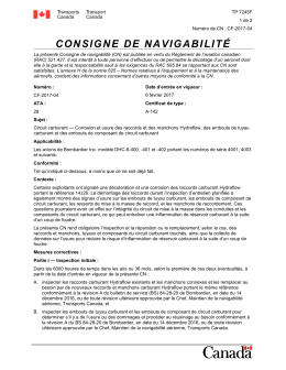 Airworthiness Directive CF-2017-04 Circuit carburant