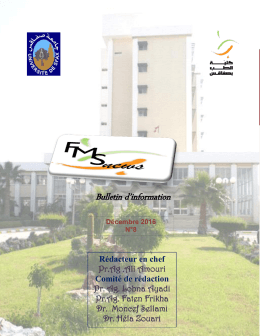 T&eacute;l&eacute;charger le bulletin - Facult&eacute; de M&eacute;decine de Sfax