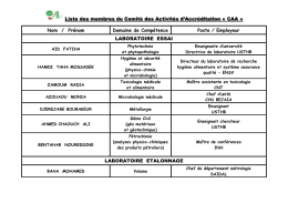 Liste des membres du Comit&eacute; des Activit&eacute;s d`Accr&eacute;ditation