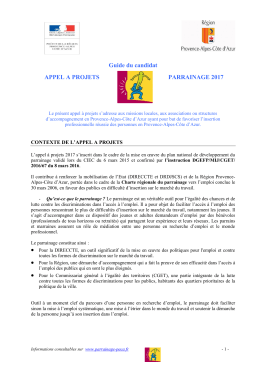 Guide du candidat APPEL A PROJETS PARRAINAGE 2017