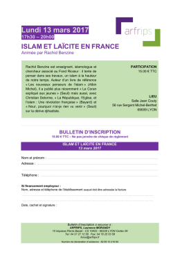 Islan et Laïcité en France, Présentation et bulletin d`inscription