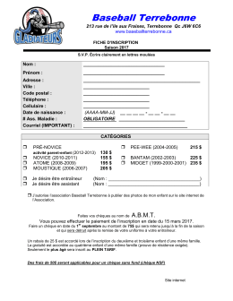 Formulaire - Baseball Terrebonne
