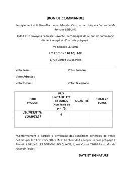 bon de commande - Les Editions Braquage