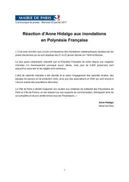 R&eacute;action d`Anne Hidalgo aux inondations en Polyn&eacute;sie Fran&ccedil;aise