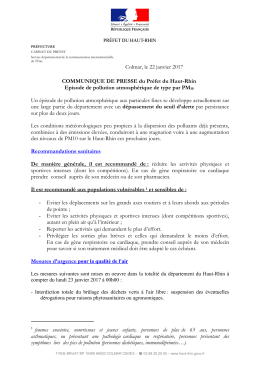 23.01 COMMUNIQUE DE PRESSE du Préfet du Haut-Rhin