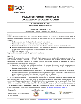 l`évolution de l`offre de portefeuilles de la caisse de dépôt et