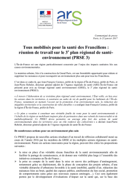Tous mobilisés pour la santé des Franciliens - DRIEE Ile-de