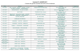 Vendredi 27 JANVIER 2017 L`horaire des gardes suivantes