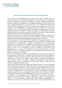 Communiqué du Conseil Supérieur des Programmes (CSP)