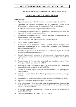 Avis de réunion du conseil municipal du 30 janvier 2017