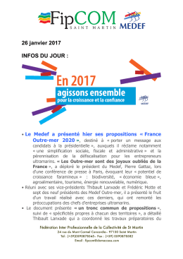 New FIPCOM-Medef Infos 26 janvier 2017