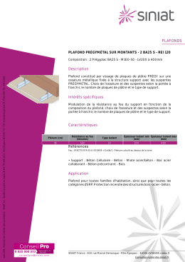 Plafond PREGYMETAL sur montants - 2 BA25 S - REI 120