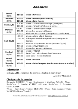 Les annonces du 29 janvier