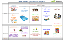 Programme des vacances de février