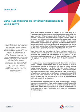 CEAS : Les ministres de l`intérieur discutent de la voie