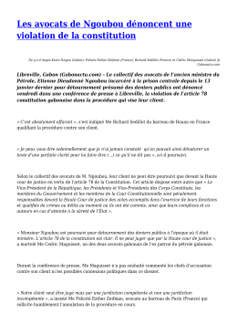 Les avocats de Ngoubou d&eacute;noncent une violation de la constitution