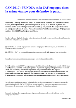 CAN 2017 : l`UNOCA et la CAF engagés dans la même équipe pour