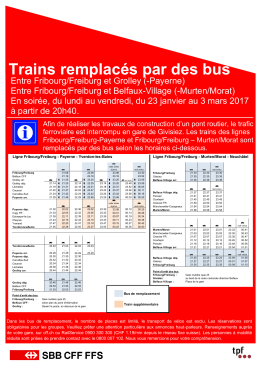 Horaires, arrêts des bus de remplacement, autres informations