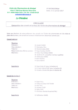 Nouvelle composition OPS - Ordre des Pharmaciens du Sénégal