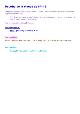 Devoirs de la classe de 8ème B
